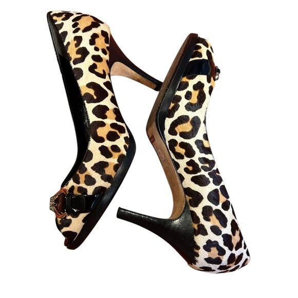 COLE HAAN x NIKE Air Cheetah Leopard Print Carma Peep-Toe Heel Pumps Womens 7.5B - Picture 7 of 8